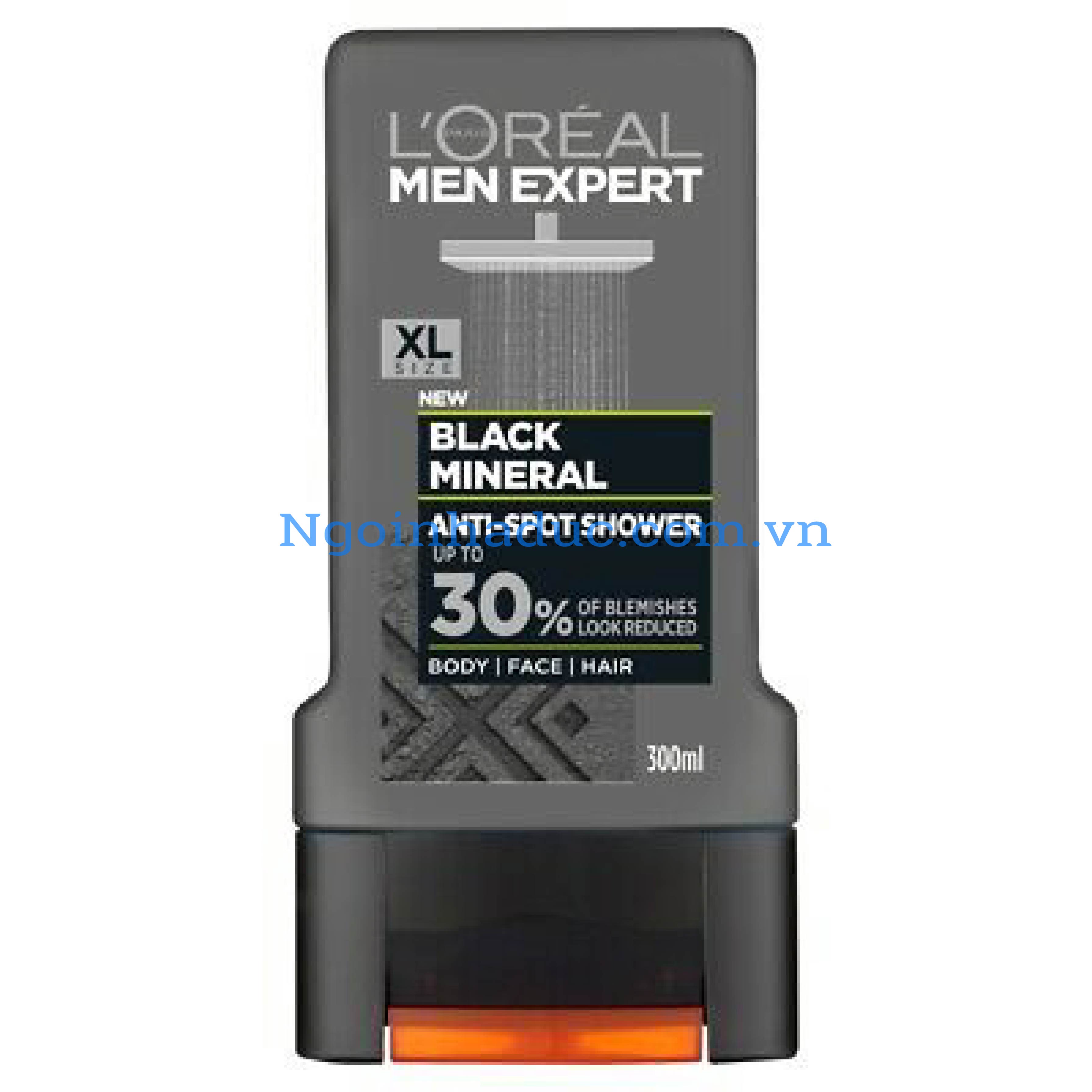 Sữa tắm gội/rửa mặt nam Loreal Men Expert - Black Mineral 300ml