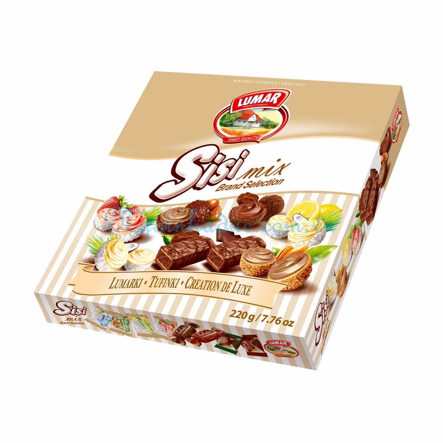 Kẹo socola dừa/hạt dẻ/lạc hỗn hợp Lumar Sisi (hộp giấy 220g)