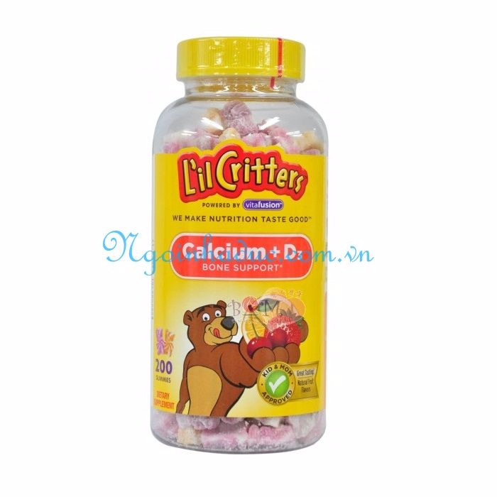 Kẹo dẻo Lil Critters Canxi+Vitamin D3 200v (Mỹ) 