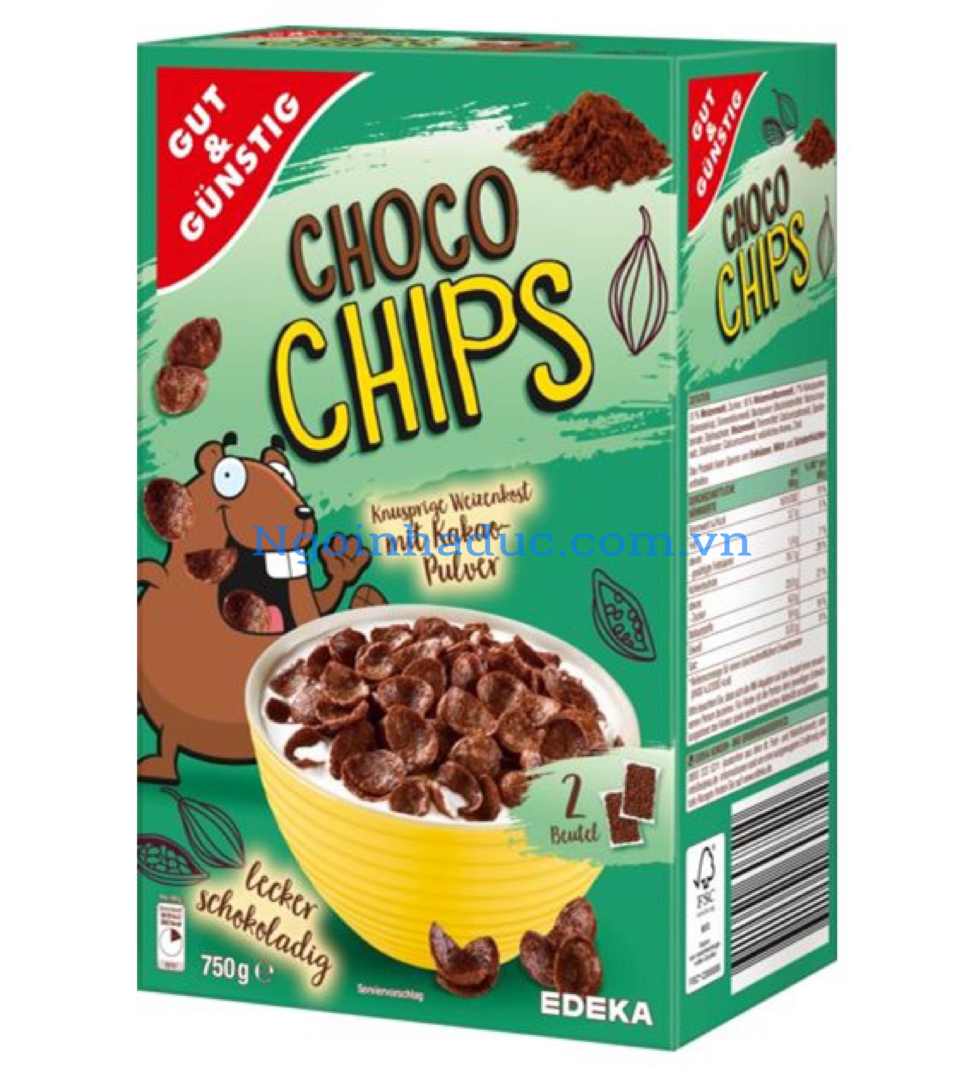 Ngũ cốc ăn liền Gut&Gunstig Choco Chips 750g (vị cacao)