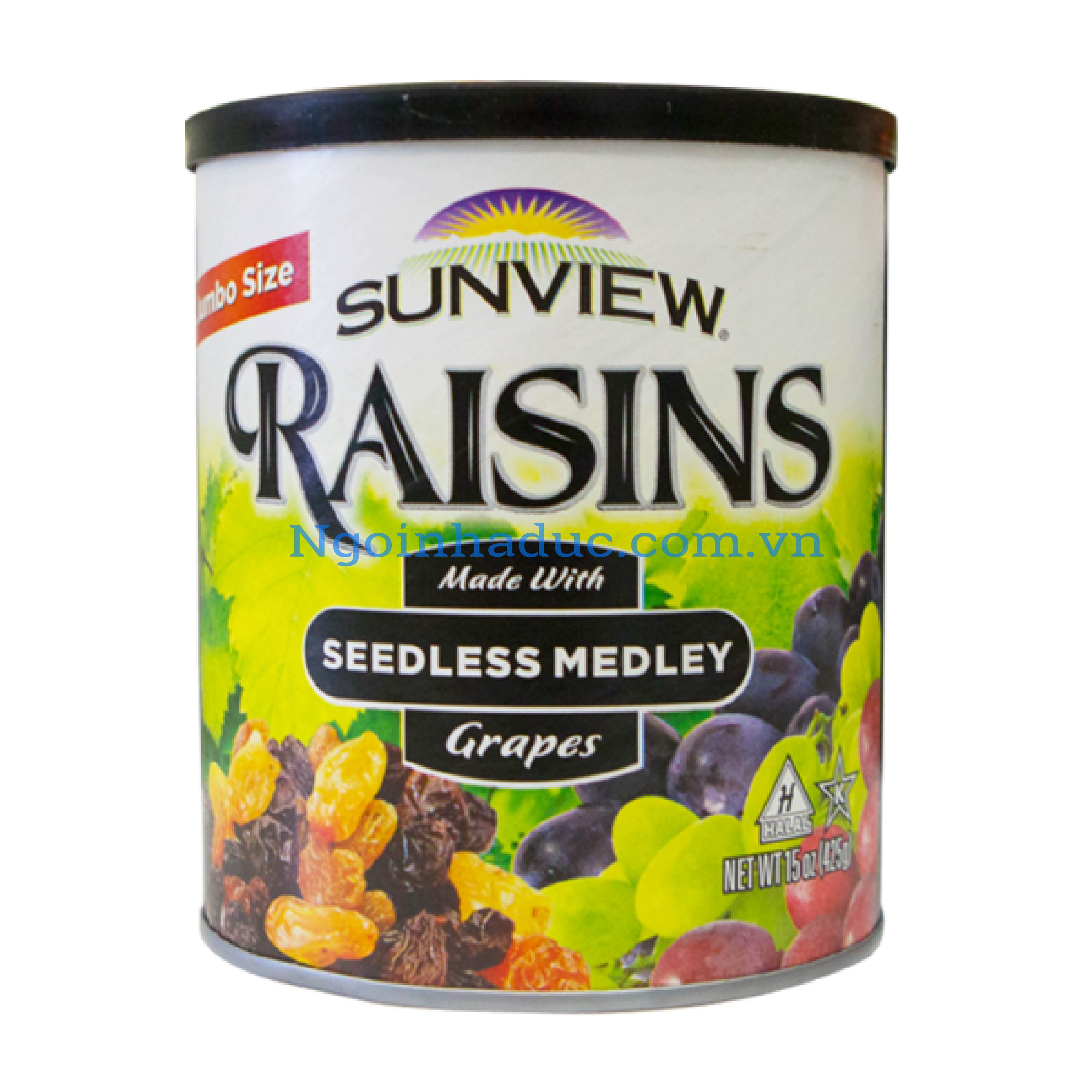 Nho khô không hạt Raisins Sunview - Mỹ (hộp 425g)