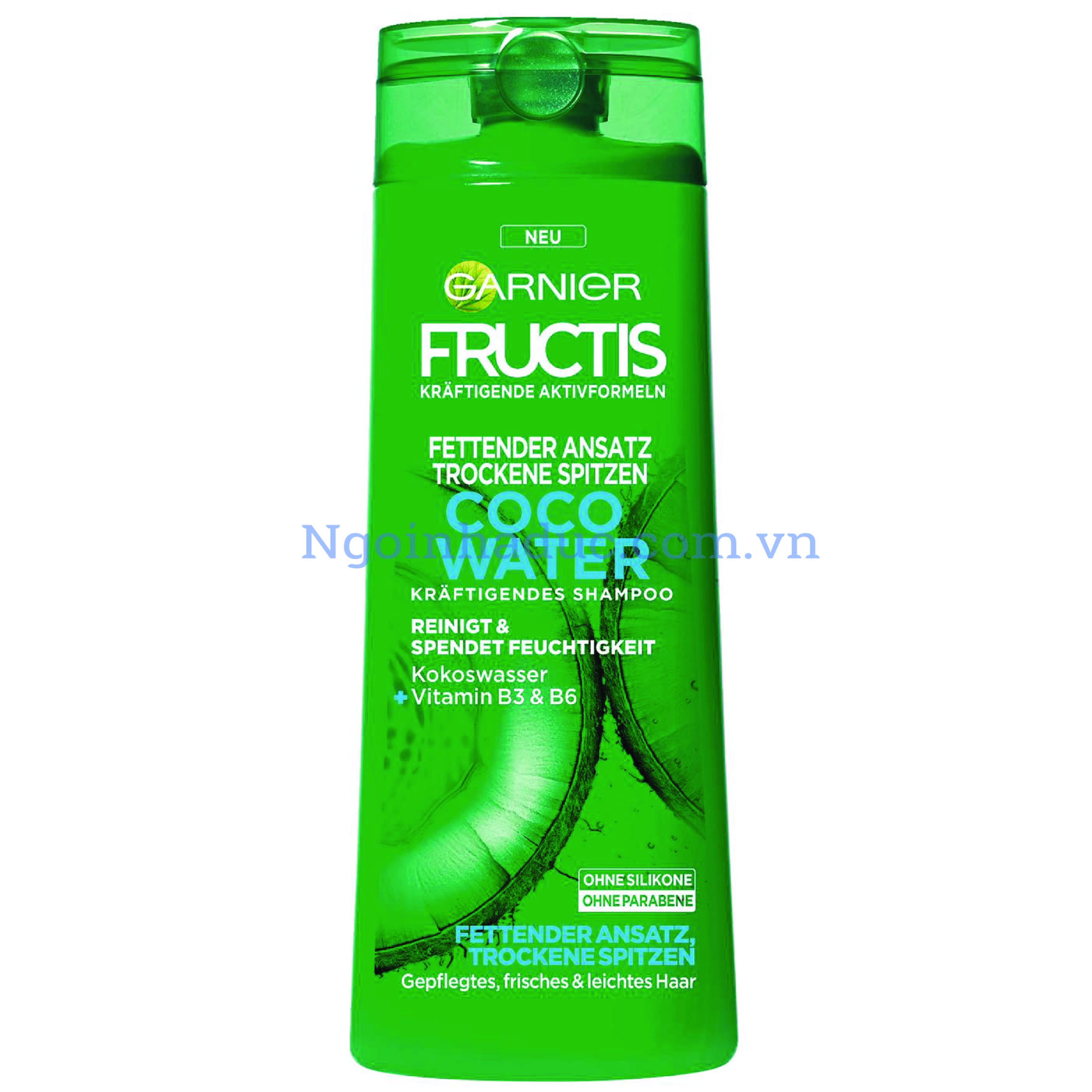 Dầu gội Fructis Coco Water 250ml xanh ngọc (Da dầu&ngọn tóc khô)