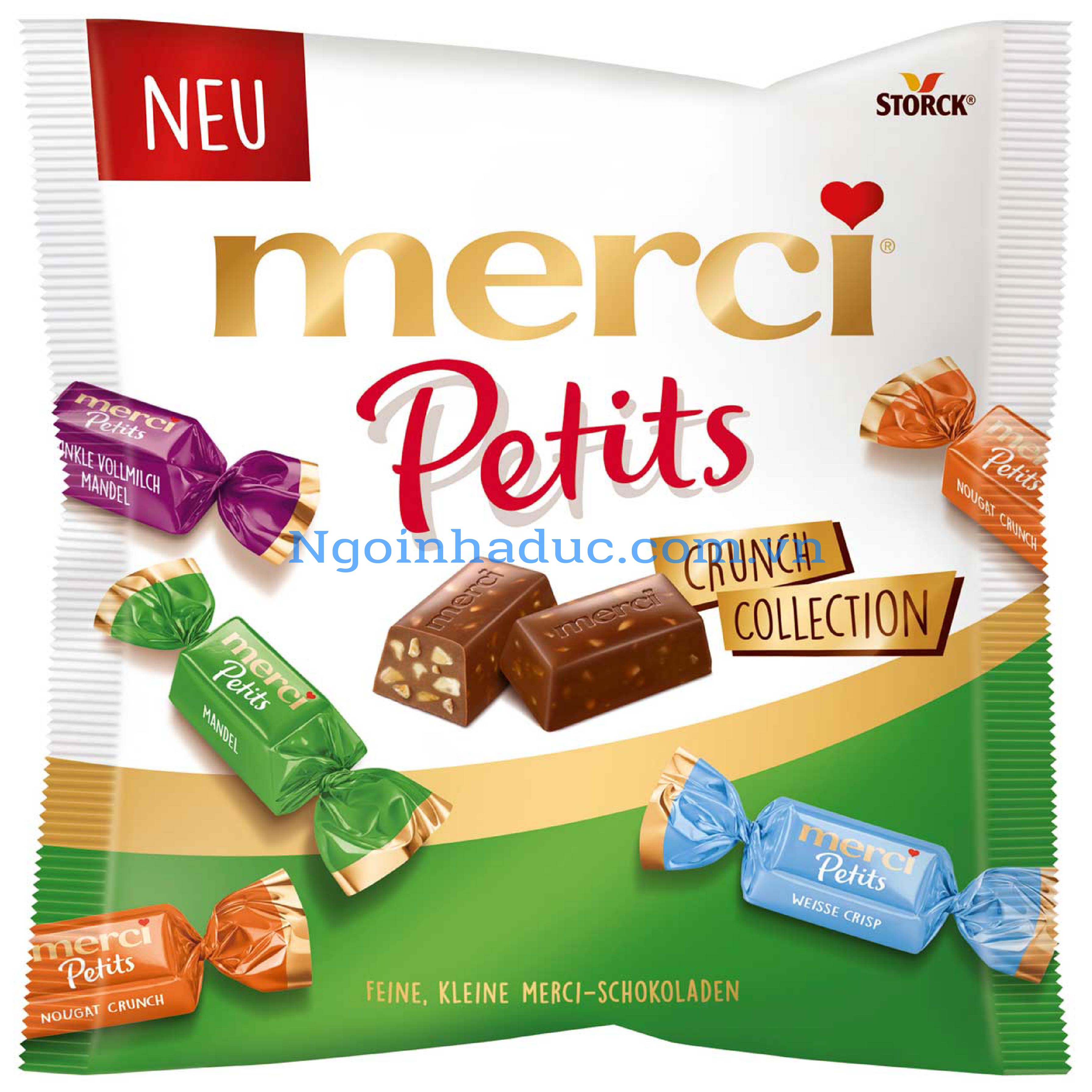 Kẹo socola Merci Petits crunch Collection (vị hạnh nhân tổng hợp) 125g