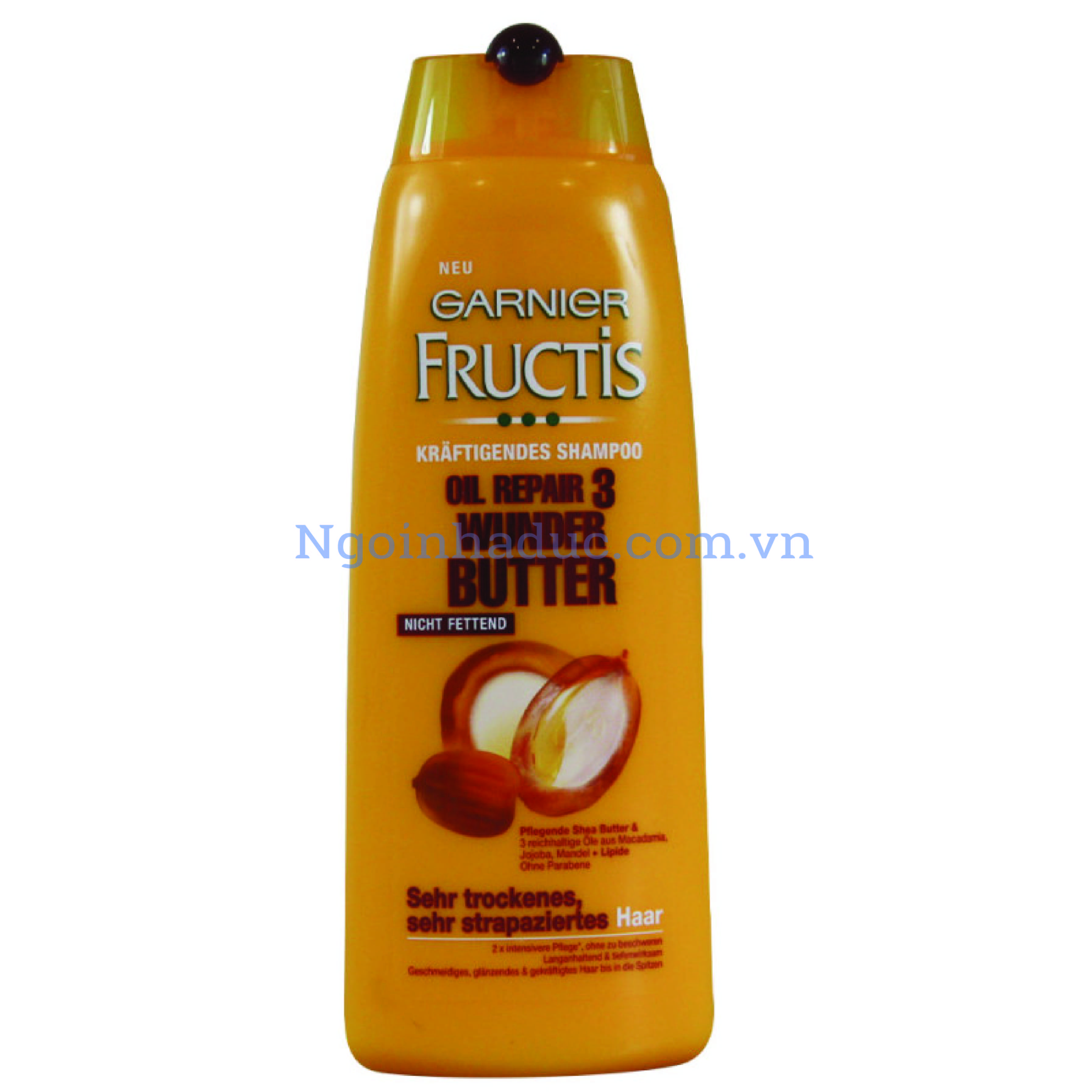 Dầu gội Fructis Wunder Butter 250ml vàng bơ+hạnh nhân+maca (phục hồi tóc khô/hư tổn)