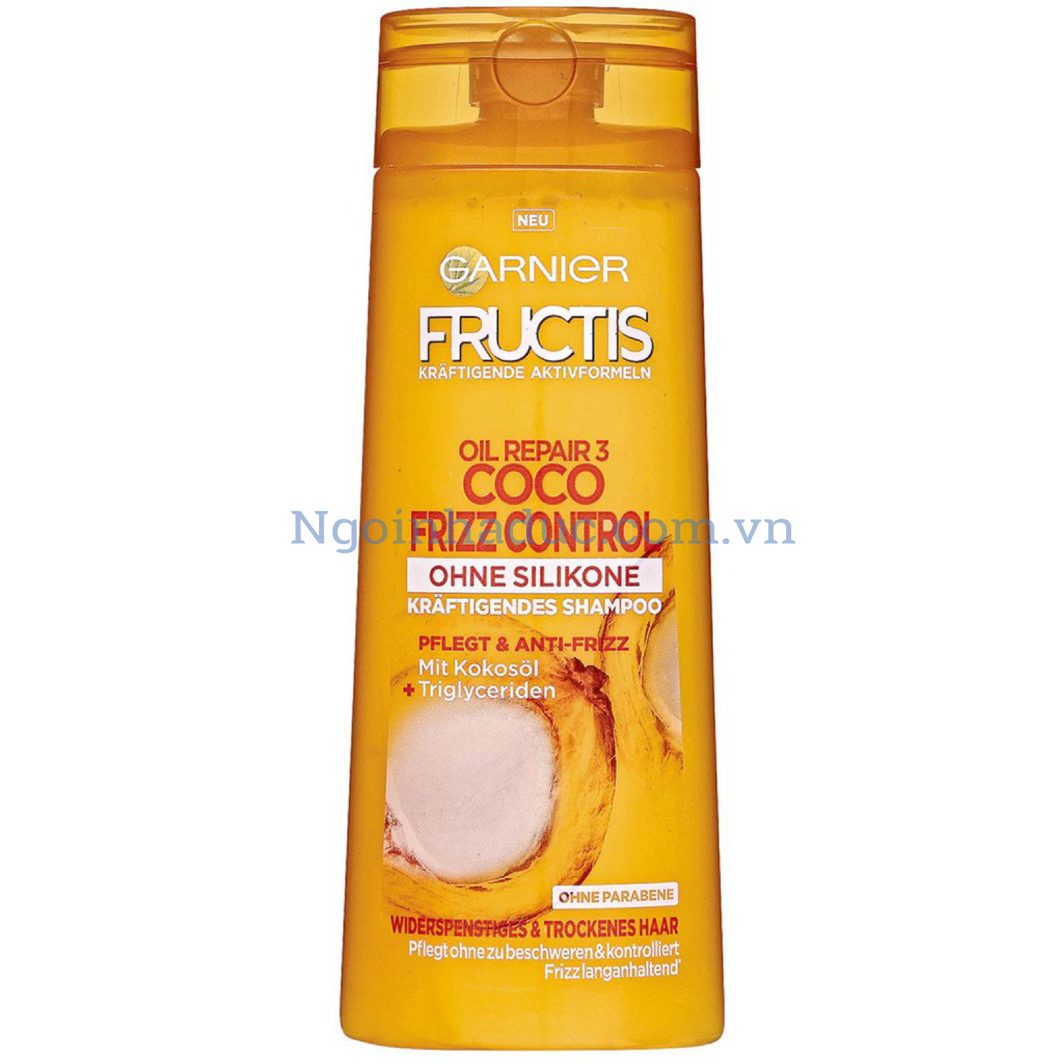 Dầu gội Fructis Oil Repair 3 Coco Frizz Control 250ml (tóc khô xơ/hư tổn)
