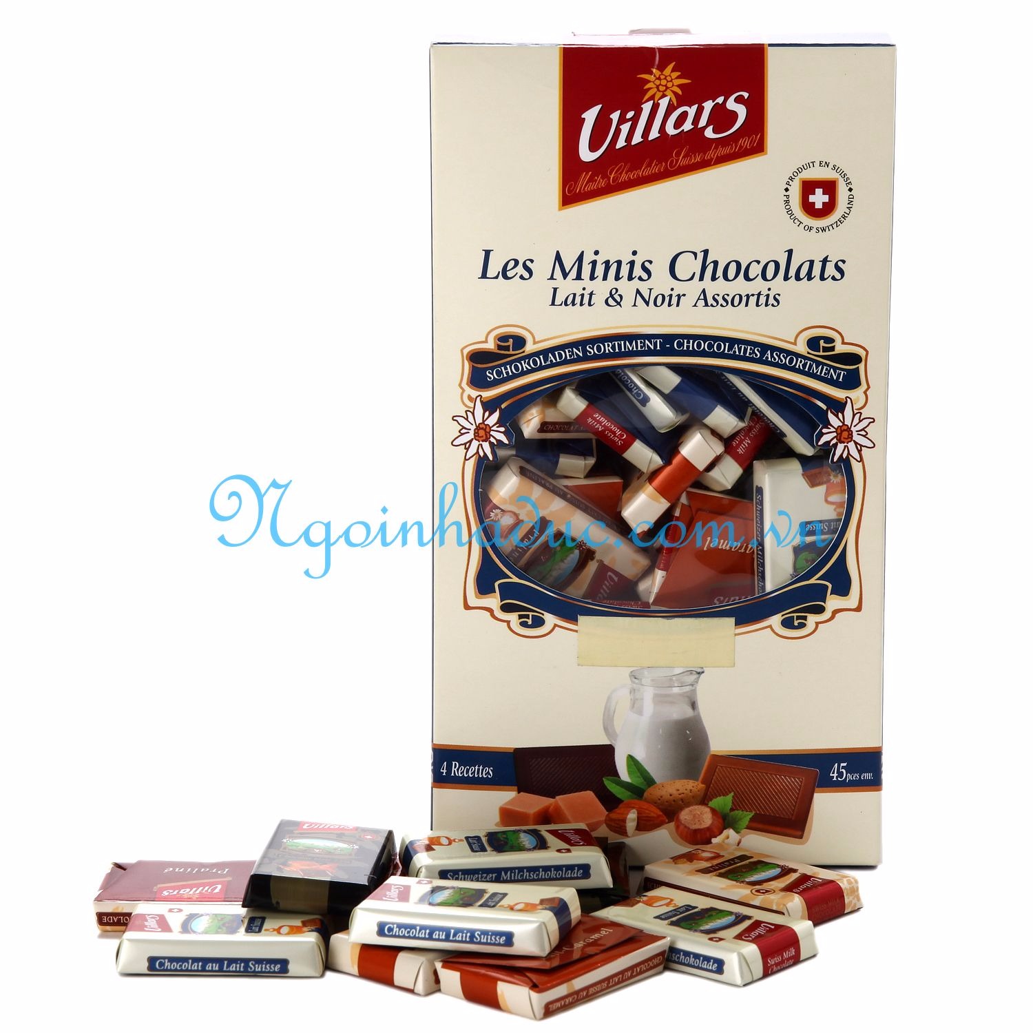 Kẹo socola Thụy Sỹ Villars (hộp 45c - trắng)