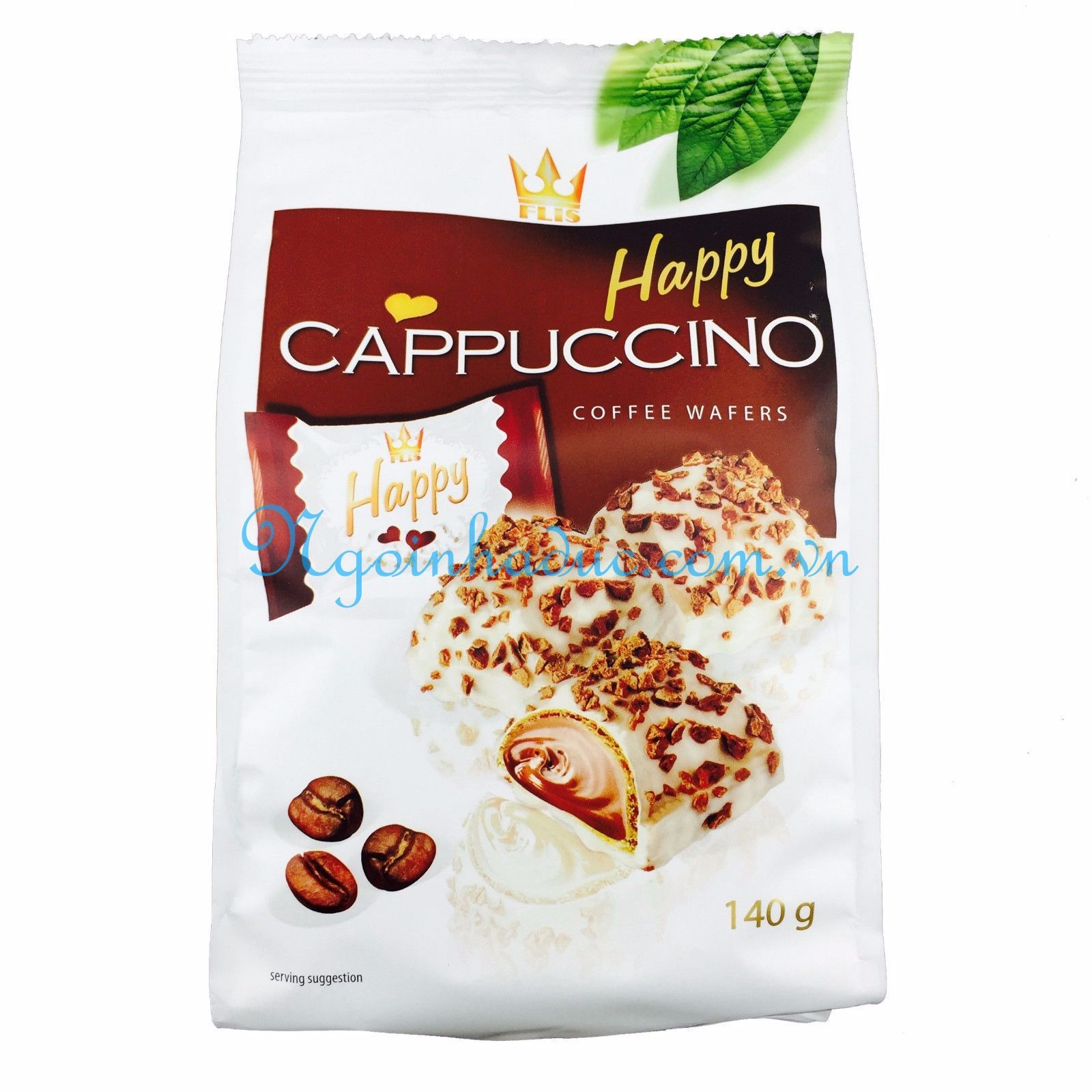 Kẹo xốp Happy Cappuccino (nhân cà phê) 140g 