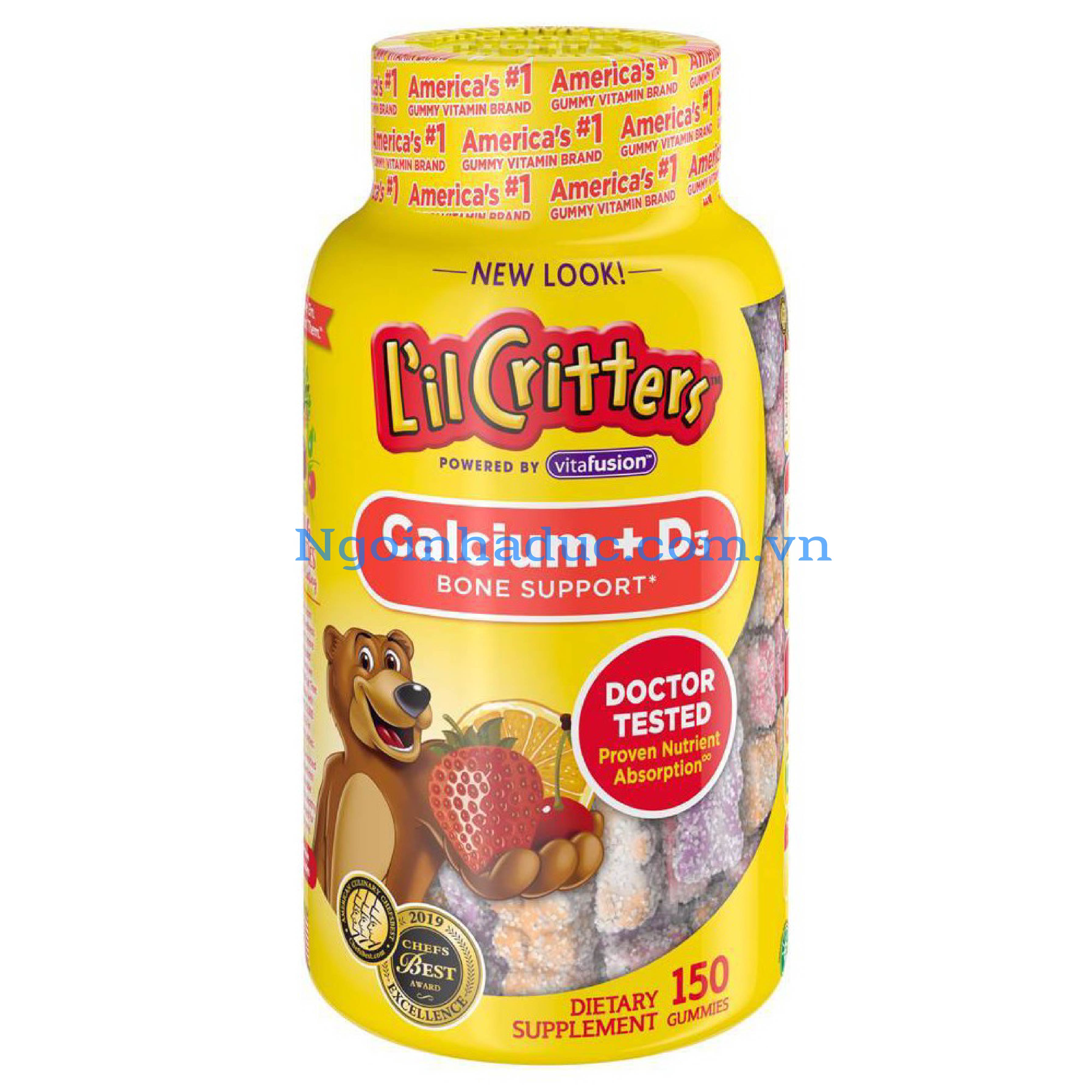 Viên kẹo dẻo Canxi D3 gấu Lil Critters 150v