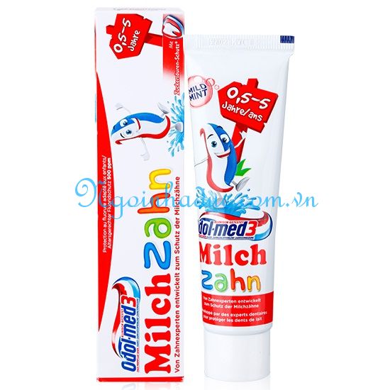 Kem đánh răng Odol-med3 Milch Zahn 50ml (Đỏ - từ 0.5-5 tuổi)